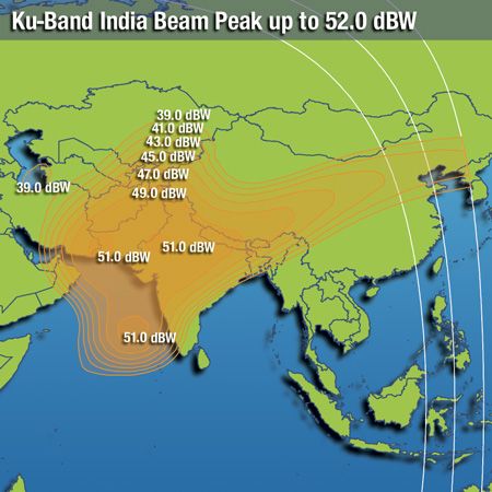 Footprint satelitu Intelsat 10, India beam, obrzek: Intelsat