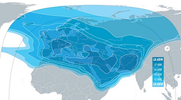 Зона покрытия спутника Eutelsat 36D, евразийский луч (Фото: Eutelsat)