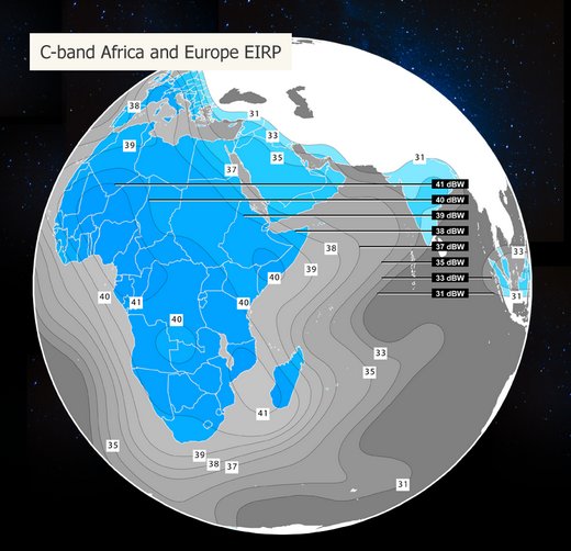 Footprint satelitu Azerspace 1 / Africasat-1a, obrzek: Azerspace