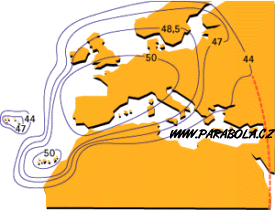 Vyzaovac diagram satelitu Hispasat 1C, evropsk svazek