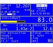 kvalita pjmu TP DVB-S2 s modulac 8PSK platformy Skylink/A3B/ na parabole UPC/Philips s LNB Inverto Black Premium. Meno na 1m mc ne u tale. KWS Varos 109
Vpadky obrazu pichzej cca pi MER pod 9,5dB.