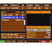 Parametry MUXu3 K22 Kle. OD 18.6 s novm programem Jihoesk televize. Meno 15km od vyslae - antna BU547