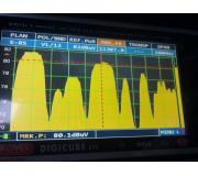 Pohled na spektrum signlu transponderu 11387V na 10E, kde nkolik dn vysl HD kanl anglick Premier League.